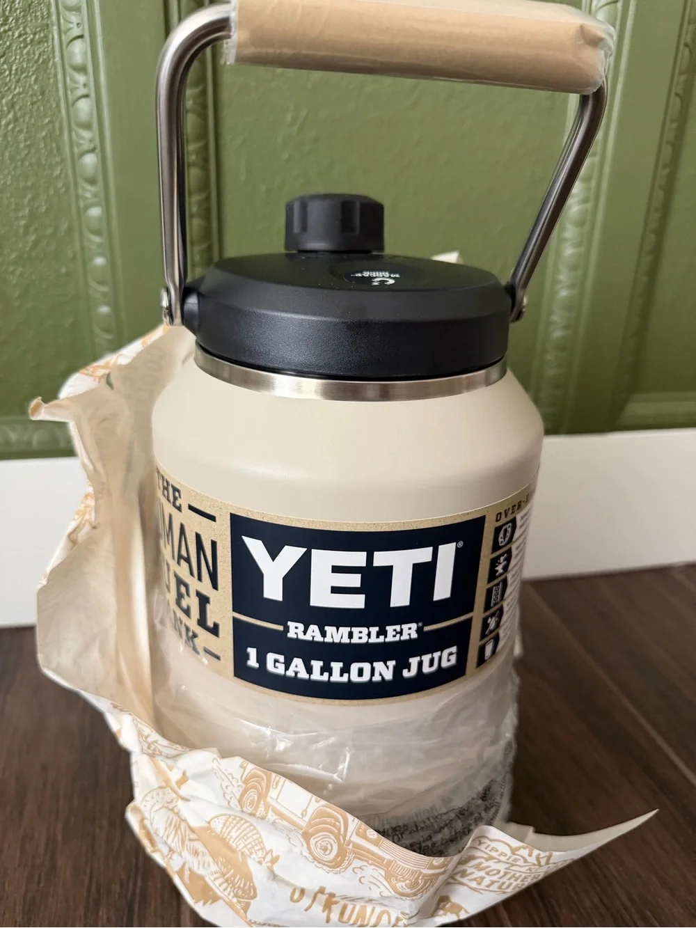 Yeti Cape Taupe Insulated 1 gallon Jug with Black Handle